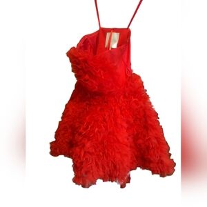 Elegant Red Ruffled Prom Dress
